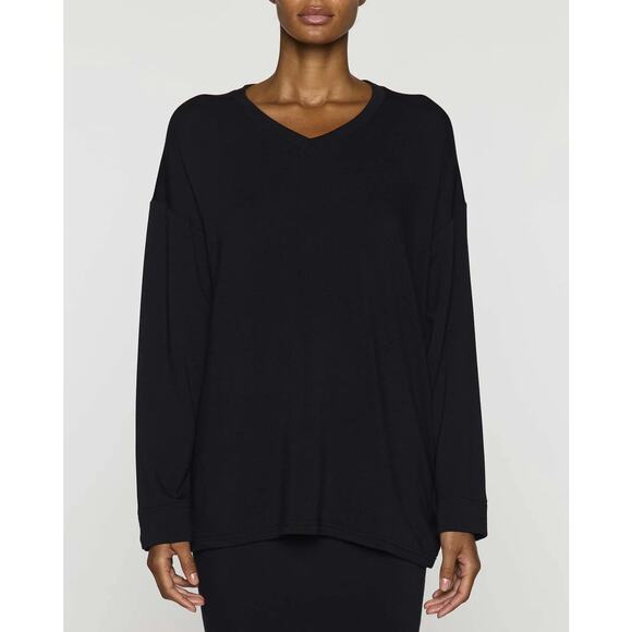 Bleusalt The Oversized V-Neck Long Sleeve Top in Black Size 4 / XL - Picture 1 of 9